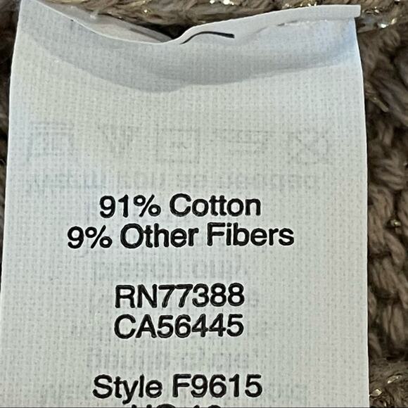 J Crew Gold Metallic Honeycomb Cable Knit Neck Sweater Tan Small - Picture 7 of 7